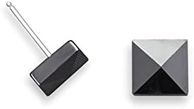 8mm Black Ceramic Pyramid & Stainless Steel Stud Earrings