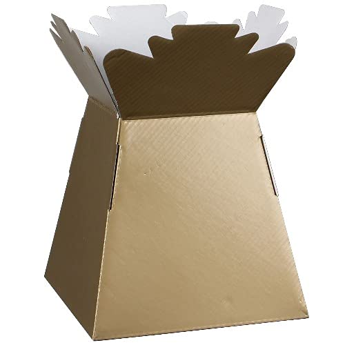 INERRA Florist Boxes - Living Vases for Flower Bouquet Box Making - Pack of 10 (Gold)
