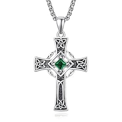 ADMETUS May Birthstone Cross Necklace Sterling