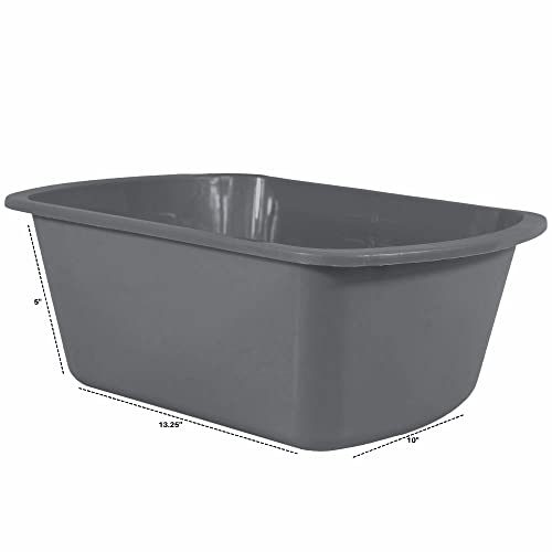 Vakly Rectangular Plastic Wash Basins - 5 Pack, Small 7 Quart Graduated Bucket - Portable Washbasin for Washing, Cleaning, Foot Bath, Dishes, Face Cleansing Bowl