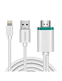 CHEAXICS Compatible con iPhone iPad a HDMI Cable Adaptador, Digital AV Adaptador 1080p HD TV Conector Cable Compatible con iPhone X 8 7 6Plus, iPad, Pod a TV Proyector Monitor (Blanco)