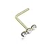 Inspiration Dezigns 20G Triple Linear Gem L-Shaped Nose Ring