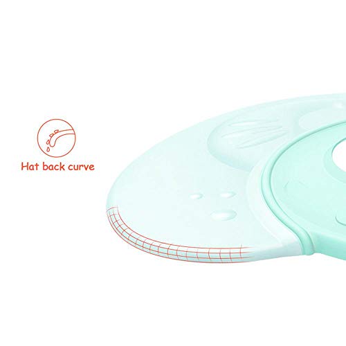 KOBWA Adjustable Bath Visor, Cartoon Soft Silicone Shower Cap Shampoo Protect Hats, Bathing Shampoo Shield Sunshade Cap Visor for Toddler, Baby, Kids, Children, Adults