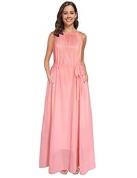 Afibi - Maxi vestido de gasa sin mangas con estampado floral bohemio para mujer