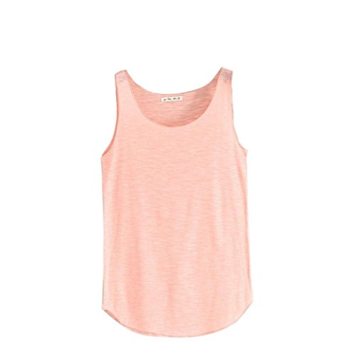 Leedford Women Tank Tops, Women Sexy Summer Bamboo Cotton Vest Sleeveless Blouse Casual Tank Tops T-Shirt (Free Size, Pink) - Thumbnail 2