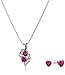 Sterling Silver and 14k Yellow Gold Diamond Accent and Created Ruby Heart Pendant Jewelry Set
