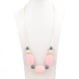 Silicone Teething Necklace - 12 Color Choices - Baby Safe For Mom To Wear - BPA-Free Beads To Chew - Stylish & Natural 