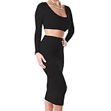 Zeagoo Womens High Waisted Cropped Outfit Two Piece Bodycon Dress