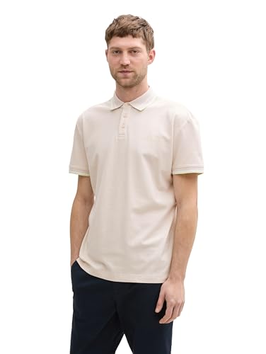 TOM TAILOR Polo da Uomo in piqué con Stretch, 38207 - Anacardio Chiaro, Colore: Beige, XS