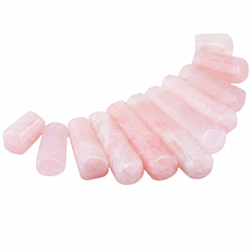 TUMBEELLUWA Craft Beads for Jewelry Making, Top Drilled Stone Loose Beads, Rose Quartz - Thumbnail 3