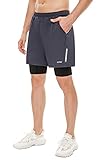 VEOBIKE Mens Soccer Shorts Double Layer Quick Dry