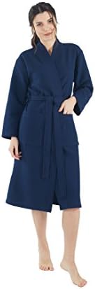 Womens Waffle-Knit Bathrobe – Lightweight Spa Robe, Made in Turkey