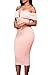 Alvaq Women's Sexy V Neck Off The Shoulder Evening Bodycon Club Midi Dress, Large, Peach