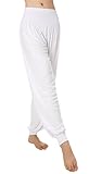 Womens' Solid Color Soft Elastic Waistband Fitness Yoga Harem Pants (Small, White)