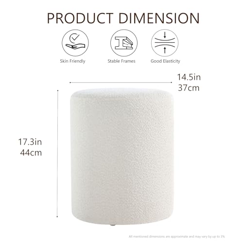 Get Set Style Modern Round Ottoman with Soft Padded Seat, Multifunctional Vanity Stool for Makeup, Upholstered Footrest Stool Ottoman Foot Stool for Living Room, Bedroom