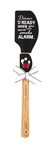 Brownlow Gifts Buddies Silicone Spatulas, Smoke Alarm, Black (Set Of 2)