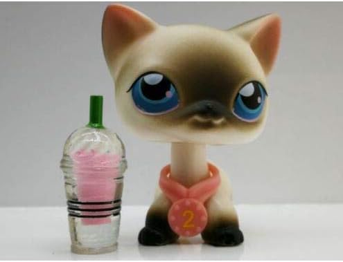 Littlest Pet Shop Siamese Cat #5 LPS Short Hair Black/White Blue Eyes