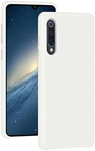17mey Case Compatible with Xiaomi Mi9 6.39" Cover Ultra Slim Silicone Gel Liquid Rubber Case with Flexible Soft Microfiber Lining Hard Shockproof Bumper Cover for Mi9 2019 (White, Xiaomi Mi 9)