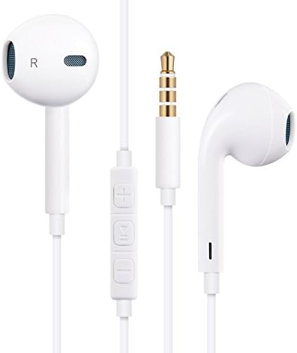 Kalston White Premium Earphones Earbuds with Built in Mic and Volume Control, compatible with iPhone iPad iPod Samsung Galaxy and More