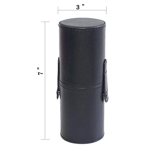LanMa Makeup Brush Holder,Large Vegan Leather Cylinder Box Bags for Portable Cosmetic Makeup Case Storage Makeup Bags for Traveling or Bedroom Vanity(PU Black) - Thumbnail 5