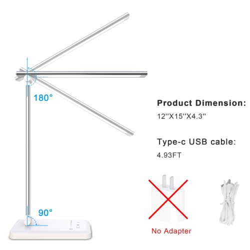 Desk Lamp Led USB-Port Adjustable - 5 Brightness Levels & 5 Lighting Modes Touch Control Bright Desk Light for Reading | Office Working | Study