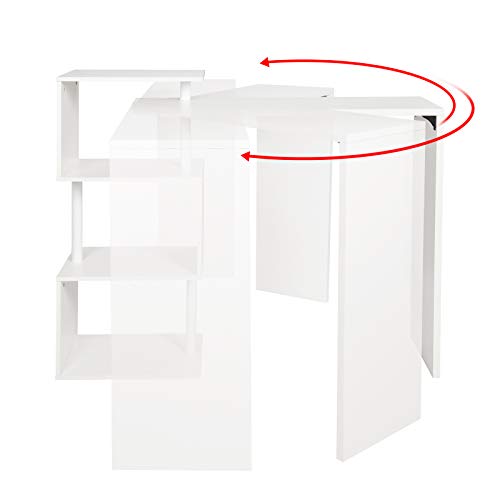 WOLTU Bartisch Stehtisch Bistrotisch Bartheke Tresentisch, mit 3 Ablagefläche, drehbar, Metall, MDF, 134x38x112cm(BxTxH), Weiß – Bild 7