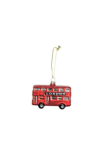 Gisela Graham : Painted Glass London Bus Christmas Decoration