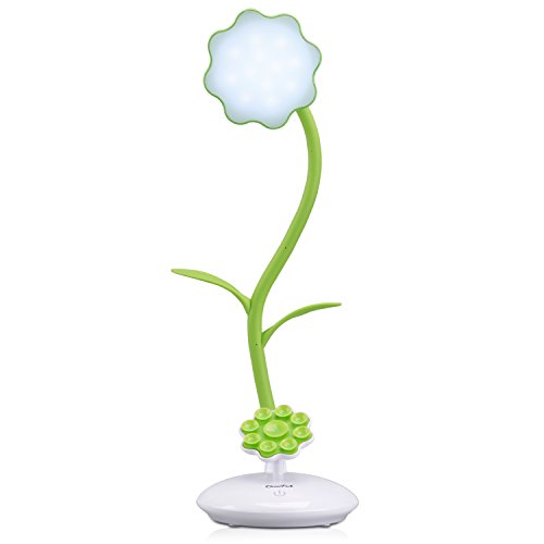 OCOOPA Flexible USB Touch LED Desk Lamp with Steplesss Dimmer and Decor Flower Sucker Holder(Green)