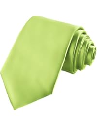 KissTies Mens Lime Green Tie Satin Necktie + Gift Box