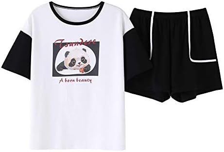 Hupohoi Big Girls Summer Pajama Sets Cute Bear Cartoon Sleepwear Kids T Shirt Top & Pants 2PCS
