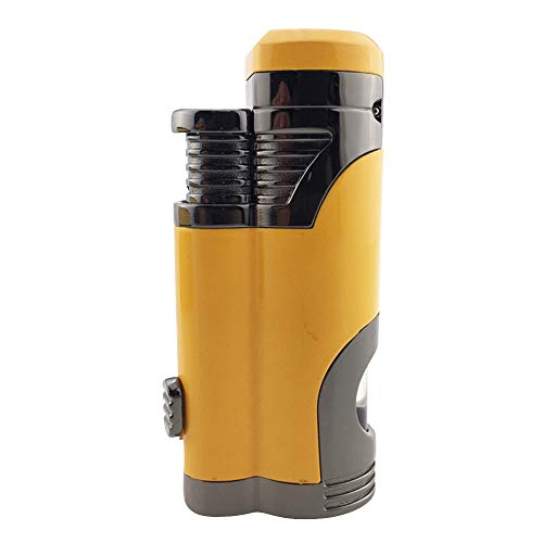 Cigar Torch Lighter with Punch Windproof Double Flame Cigarette Lighters High Quality 2 Jet Flame Butane Refillable Inflatable