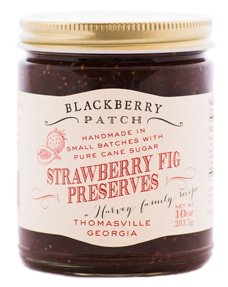 Blackberry Patch Strawberry Fig Preserves 10 oz Jar - Gourmet All Natural, Whole Real Fruit, Small Batch Flavor - Great for Dessert Filling or Topping. Try it on crostini with cream cheese!