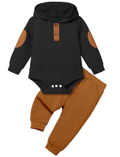 Fommy Baby Boy Clothes Colorblocked Long Sleeve Hoodie + Long Pants 2PCS Fall Winter Outfits Set