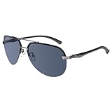 SUNGAIT Lightweight Aviator Sunglasses - UV400 Polarized Lens/Metal Frame (Gunmetal Frame Gray Lens, 60)