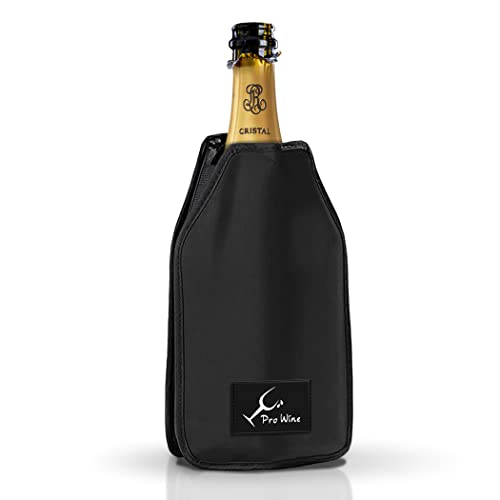 Cooler Bag for Wine or Champagne Bottles, Wine Cooler, Table Wine Bottles, Ice for Bottles, Water Repellent and Elastic Fabric (Black)