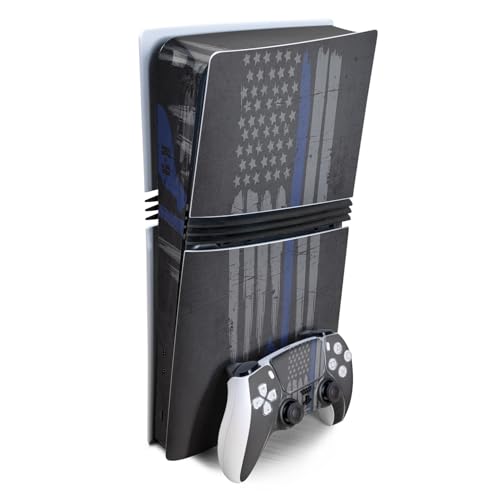 Gaming Skin Compatible with Sony PlayStation 5 PS5 Pro Bundle - Thin Blue Line…