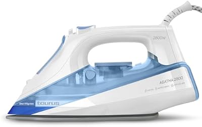 - Plancha de vapor Agatha 2800W | Golpe de vapor 170g/min | Punta de precisión | Regulador de temperatura | Suela cerámica | Auto limpieza | Doble sistema antical | Azul