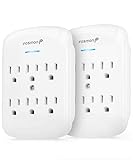 Fosmon 6-Outlet Power Strip Surge Protector 900 Joules, Wall Mount Adapter Tap, Multi-Plug Outlet Wall Charger Extender, Charging Station, ETL Listed for Home, Dorm Room & Office (2 Pack) - White