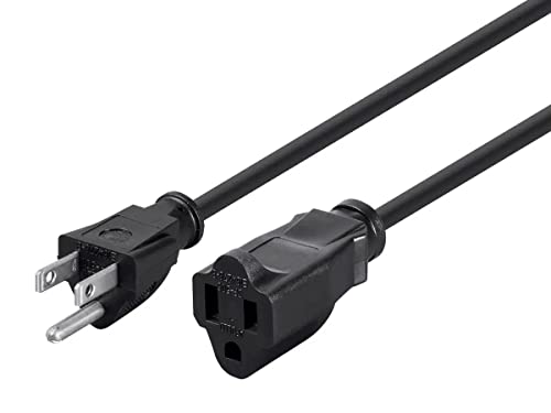 Monoprice Extension Cord - 3 Prong, NEMA 5-15P to NEMA 5-15R, 13 Amp, 1625 Watts, 16AWG, 3 Feet, Black