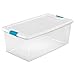 Sterilite 14998004 106 Quart White/Clear Plastic Storage Box With Blue Aquarium Latches4