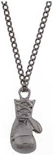 Creative hip-hop men and women fitness punk style boxing gloves pendant fist necklace (Black)