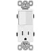 ENERLITES Combination Decorator Receptacle, Residential Grade, 15A/120V, 15A/125V Outlet, UL Listed, 68625-W, 1 Pack, White Paddle Switch