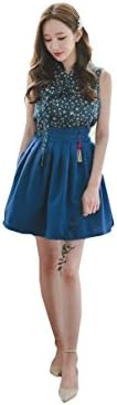 Sassy Pippi Korean Modernized Traditional Costume Modern Hanbok, Sleeveless Hanbok (M, Set B)