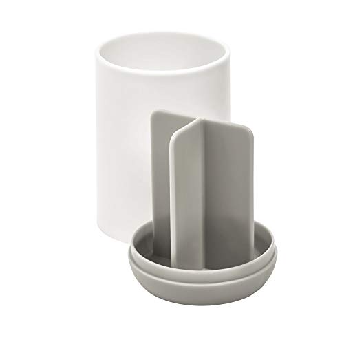 iDesign Cade Holder, Holds Normal Toothbrushes, Spin Brushes, and Toothpaste-White and Gray - Thumbnail 4