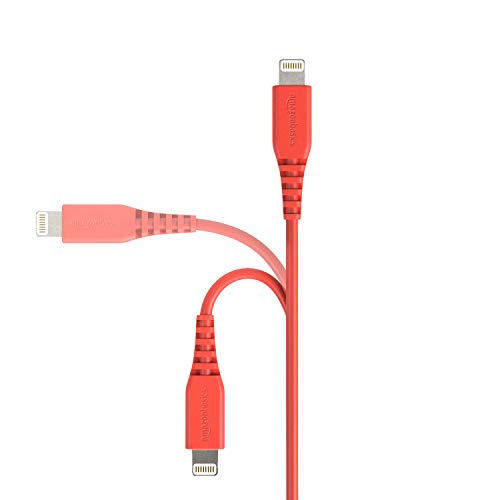 AmazonBasics Apple Certified Lightning to USB Charge and Sync Cable, 6 Feet (1.8 Meters) - Red