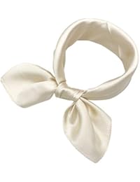 YOUR SMILE Silk Feeling Like Solid Color Scarf Womenâ€™s Fashion Pattern Large Square Satin Headscarf Headdress 24'x24',Cream Ivory White