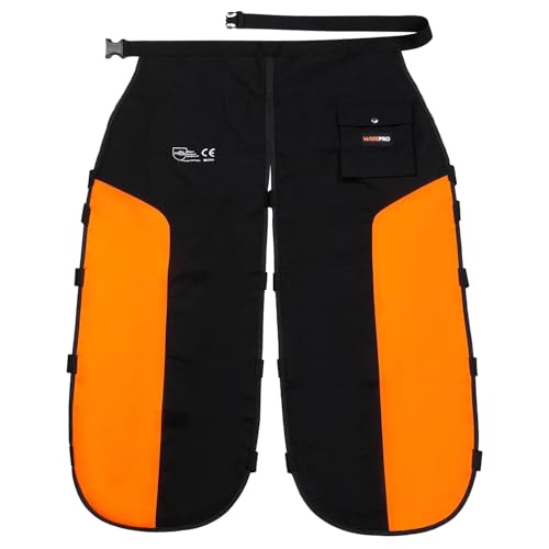 WISEPRO Universal Kettensägen-Sicherheitsleggings,Schnittschutz Chaps, Verstellbare Chainsaw Chaps Kettensägen-Schürze Schnittschutzhose für Männer/Frauen(Orange-Schwarz) thumbnail 1