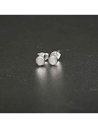 Sllaiss - Juego de 2 pares de pendientes de tuerca de plata de ley 925 con diseño de barra de lunares para mujeres y hombres, hipoalergénico