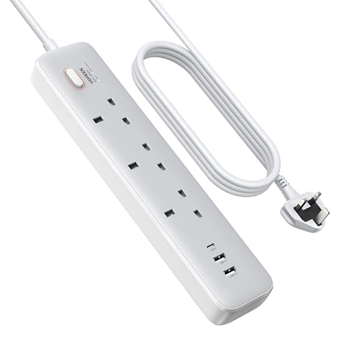 UGREEN GaN 6-in-1 Surge Protector Power Strip with PD30W USB-C (2A1C), Overload/Short-Circuit/Overheat Protection Extension Cord with 3 AC Outlet, UK Plugs with 2M Lead for Home Office Travel, etc