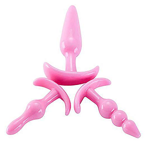 Bu~tt P~lu~g T-bar Base Kit - Training Toys - Erotic Games Role Play - Womens Stimulator - 4 pcs Beginners Anales Set - Best Idea for Gift to Him - Pink